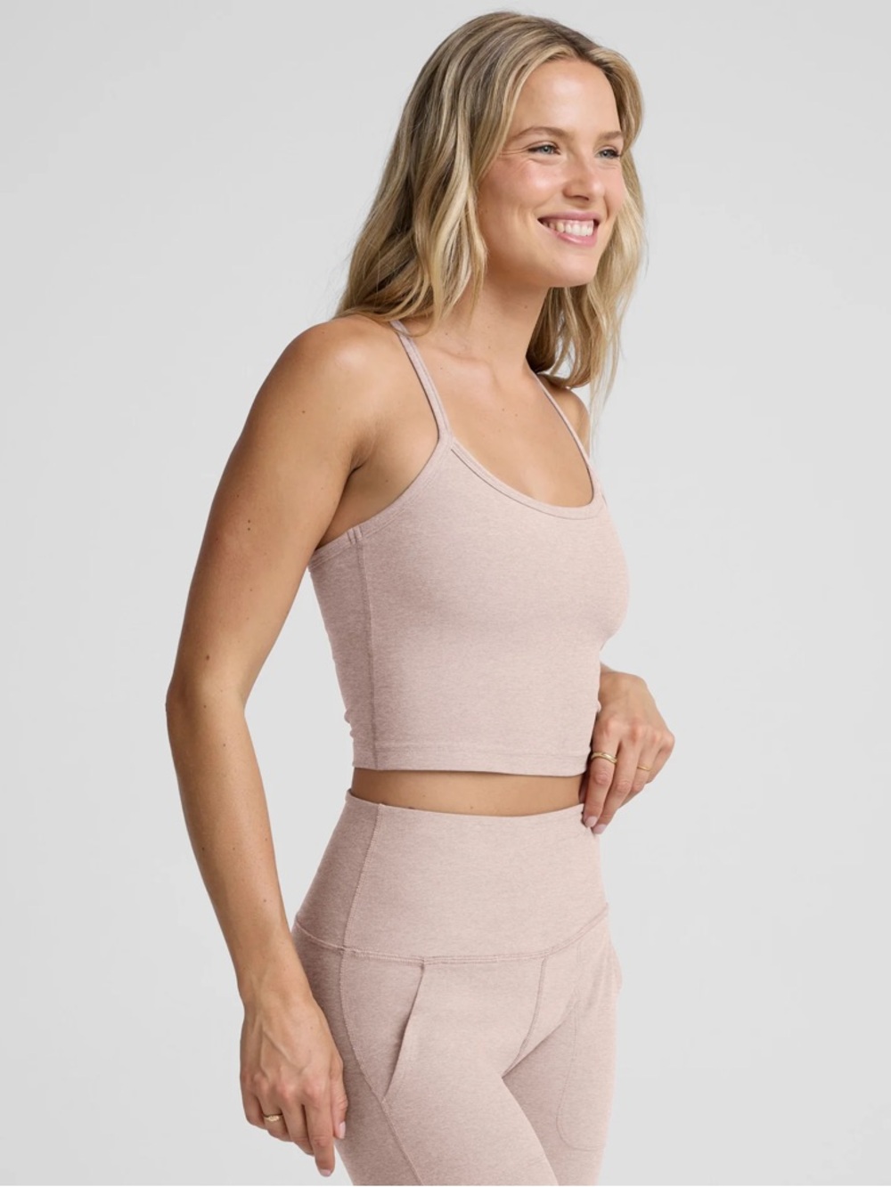 Medium Beyond Yoga Spacedye Slim Racerback Cropped Tank in Chai - balletcore! - Picture 3 of 5